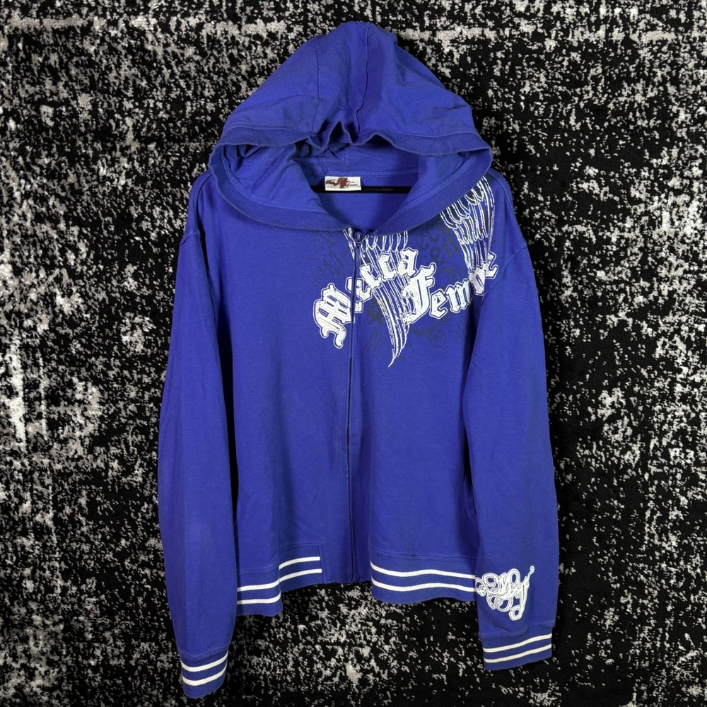 Y2k Mecca Purple Zip Up Hoodie Size L Boxy